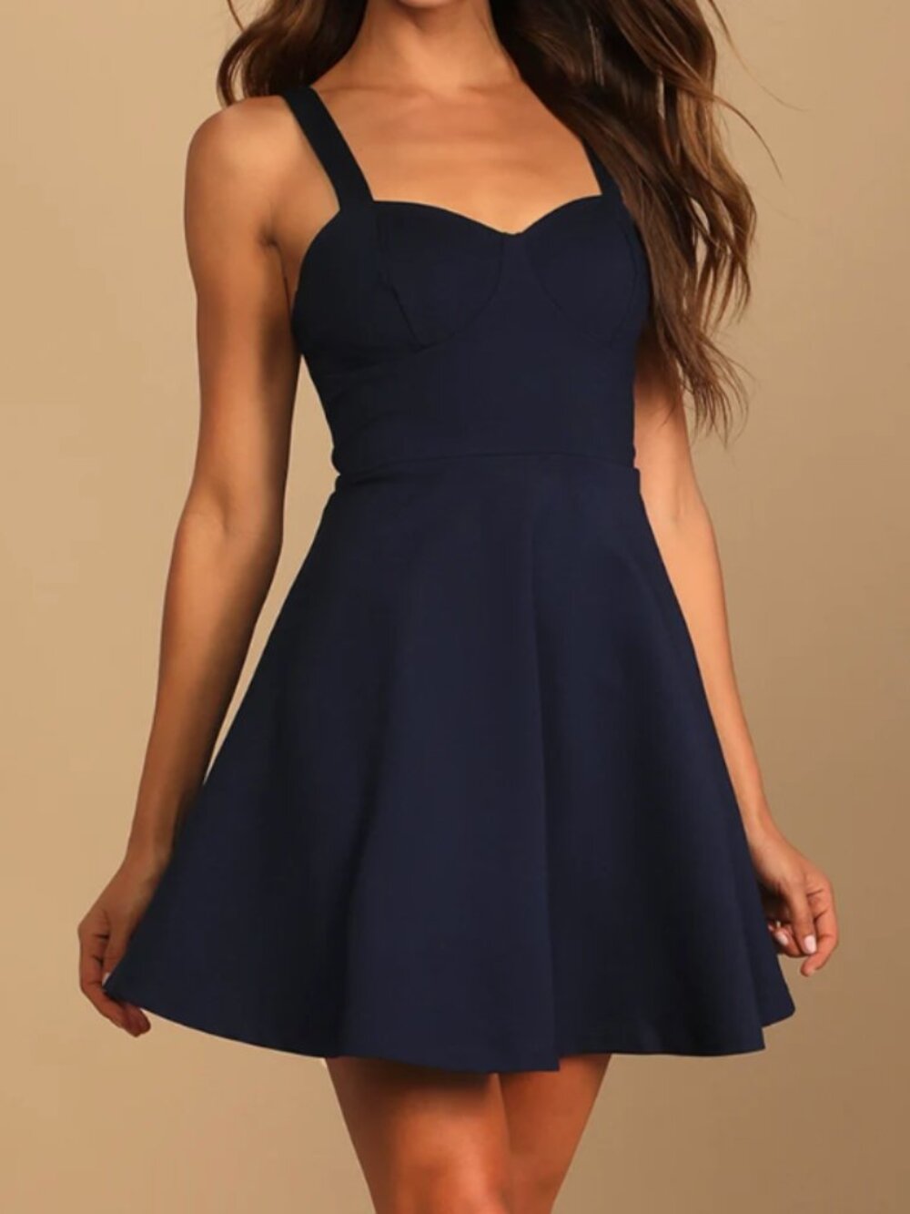 Lulus Party Hours Navy Blue Bustier Skater Dress
